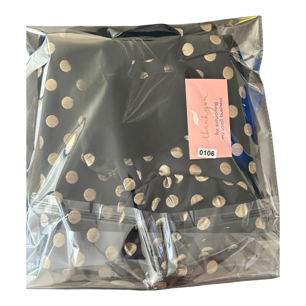 Gymboree Girls Black Gold Polka Dot Holiday Dress Velvet Collar Size 12 - Picture 7 of 7